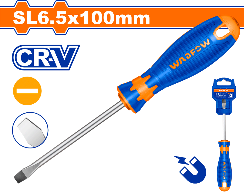 Отвертка шлицевая WADFOW WSD1264 SL6.5х100 мм