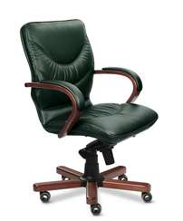 Кресло для руководителя Leeds Wood B кожа темно-зеленая