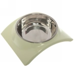 Миска металлическая «Колор-Волна» 250мл 19*16*5см на пластиковой подставке,цвет зеленый