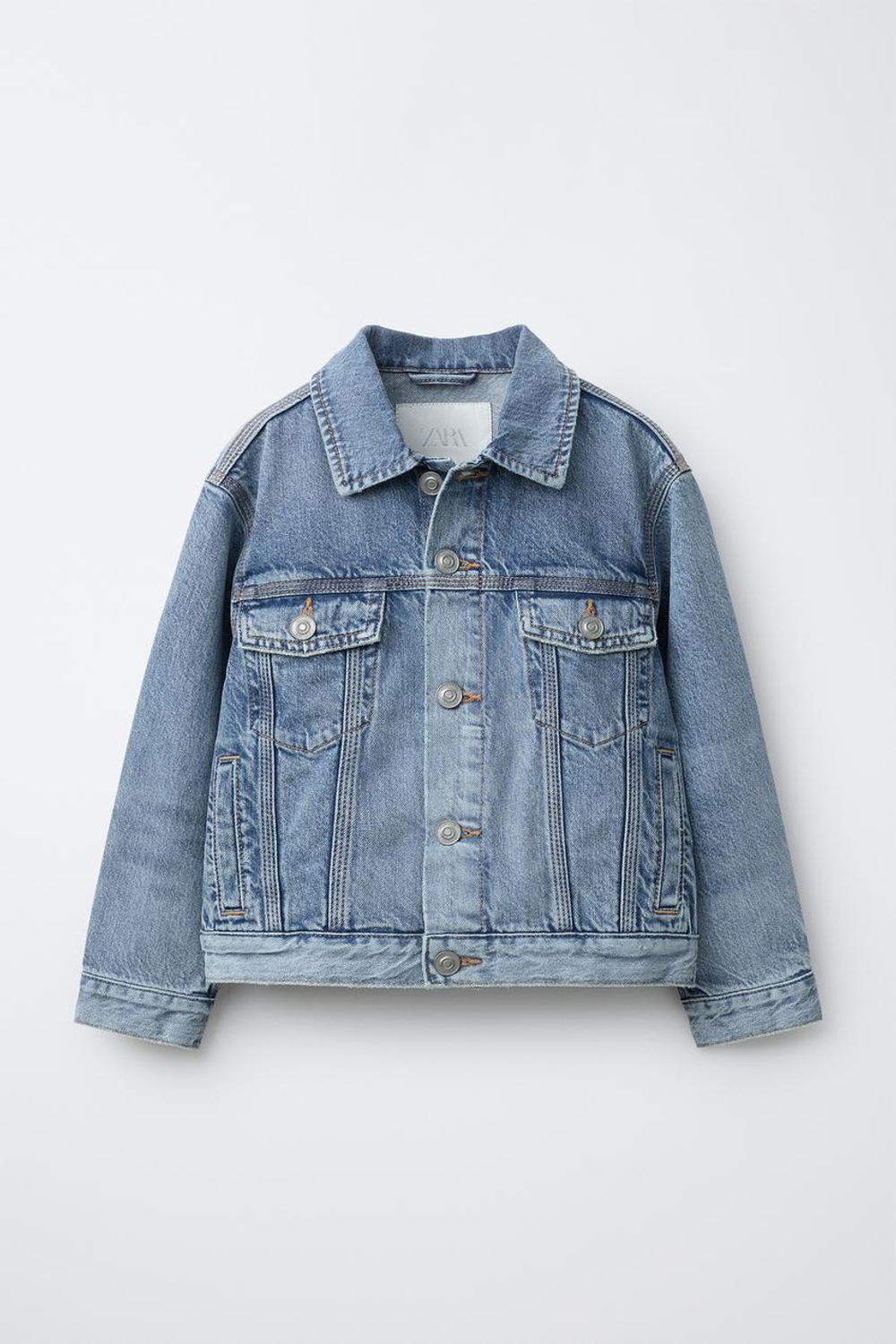 ZARA БАЗОВАЯ ДЖИНСОВАЯ КУРТКА, СИНИЙ