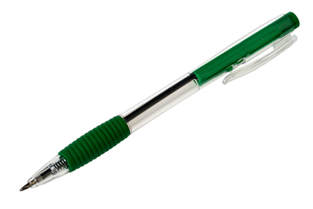 Ручка шариковая DOLCE COSTO автоматическая зеленая 1мм с резиновым упором корпус прозрачный пластиковый с зелеными деталями