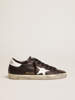 Super Star in black leather with white leather star and heel tab