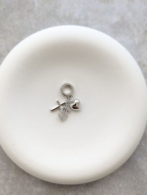 Подвеска шарм крестик+сердце