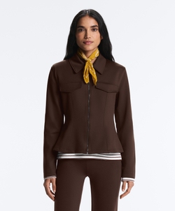 Oysho Куртка с эффектом неопрена в рубчик, коричневый