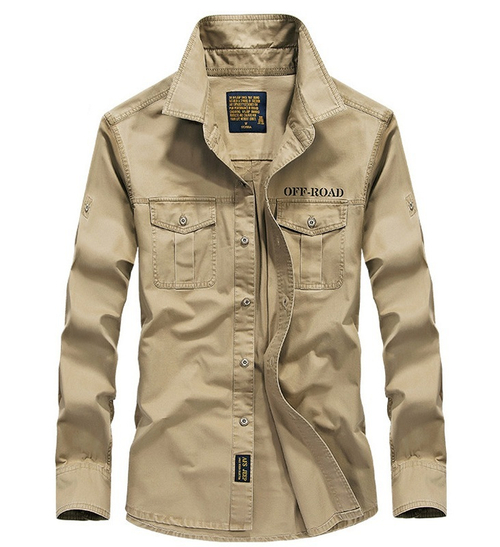 Рубашка милитари с длинным рукавом - Хаки