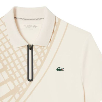 Мужское теннисное поло Lacoste Ultra Dry Printed Slim Fit Tennis - ecru white