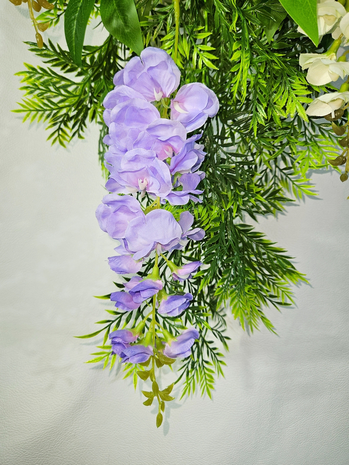 Искусственные цветы Акация сиреневая подвесная в настенном кашпо