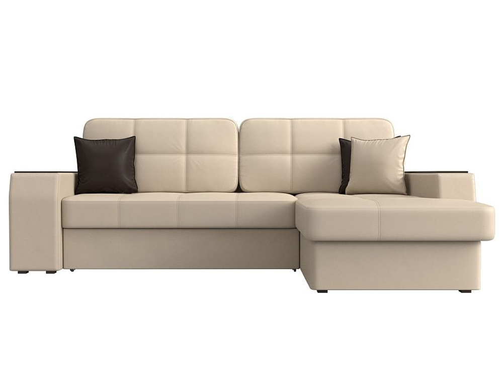 Диван угловой Брюссель правый угол, Бежевый\Коричневый, Экокожа, 29394