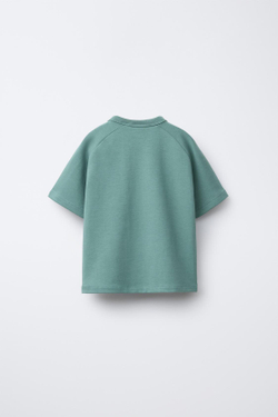 ZARA ФУТБОЛКА С ЛОГОТИПОМ, ЗЕЛЕНОВАТО-СИНИЙ