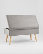 Банкетка Сторми с ящиком, велюр серый