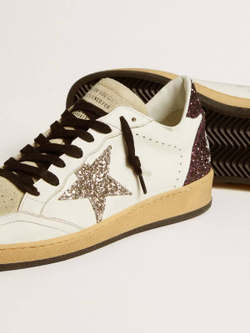 Ball Star in leather and suede with glitter star and heel tab
