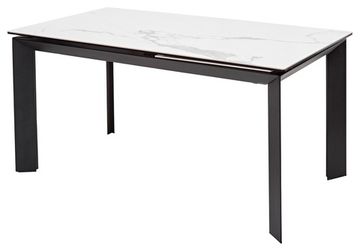 Стол CREMONA 140 MATTE STATUARIO Белый мрамор матовый, керамика/ черный каркас