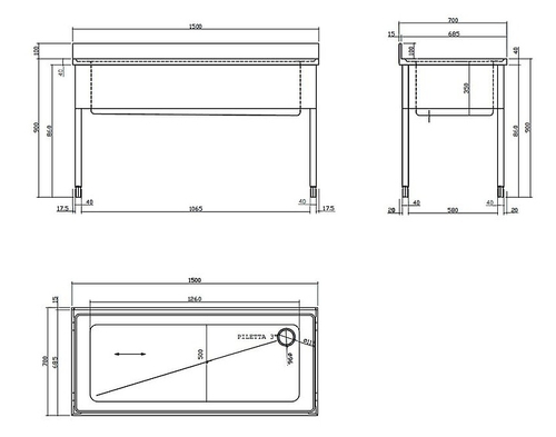 Стол для грязной посуды Dihr котломоечный 1500 мм