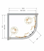 Душевой уголок Cezares Relax 120x90 RELAX-304-RH-2-120/90-C-BORO стекло прозрачное/профиль матовое брашированное золото