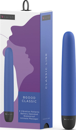 Синий классический вибратор Bgood Classic - 18 см. (Цвет: синий)