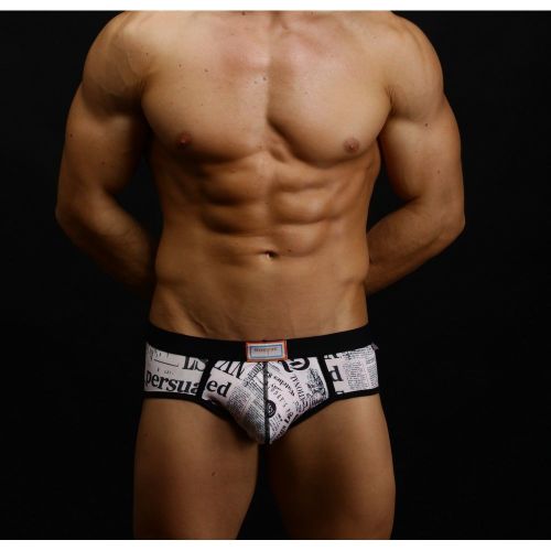 Трусы мужские слипы белые с принтом &quot;газета&quot; Boefje 34945