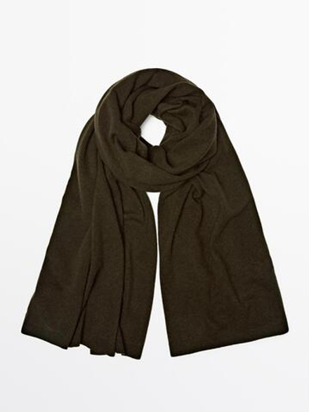 Massimo Dutti Шарф из тонкой смесовой шерсти, зеленый