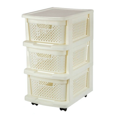 Комод Plast Team STOCKHOLM с корзинами на колесиках трехсекционный 37х30х56,3см молочный туман