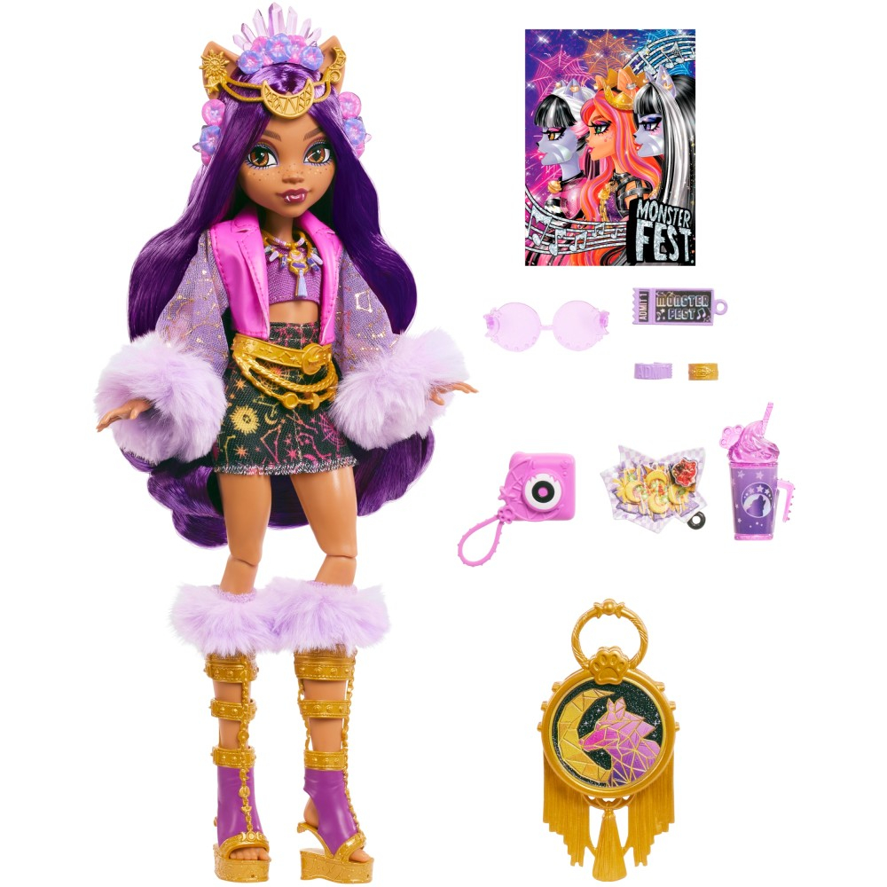 Monster High Monster Fest - Модная кукла Clawdeen Wolf + фестивальные аксессуары HXH80