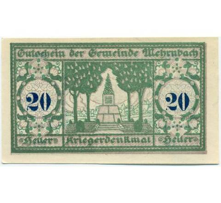 Австрия 20 геллеров 1920 Мернбах aUNC
