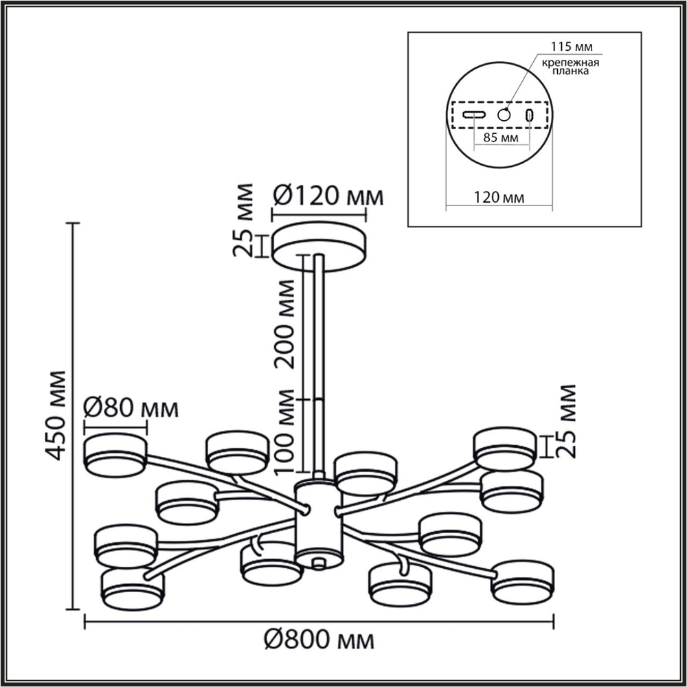 8265/12 LN Люстра GX53 LED 12*7Вт 220В IP20 COMFI