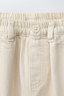 ZARA БРЮКИ BAGGY С ТЕКСТОВЫМ ПРИНТОМ, ЭКРЮ