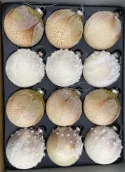 Набор стеклянных шаров Райский сад 80 мм., 9 шт., песочный, Christmas DeLuxe (13033)