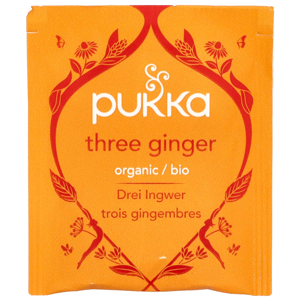 Pukka Herbs, Органический травяной чай, три имбиря, без кофеина, 20 пакетиков, 36 г (1,27 унции)
