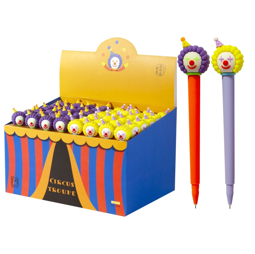 Ручка гелевая Alingar "Клоун", 0,5 мм, синяя, игольчатый наконечник, круглый цветной пластиковый корпус, карт. уп.