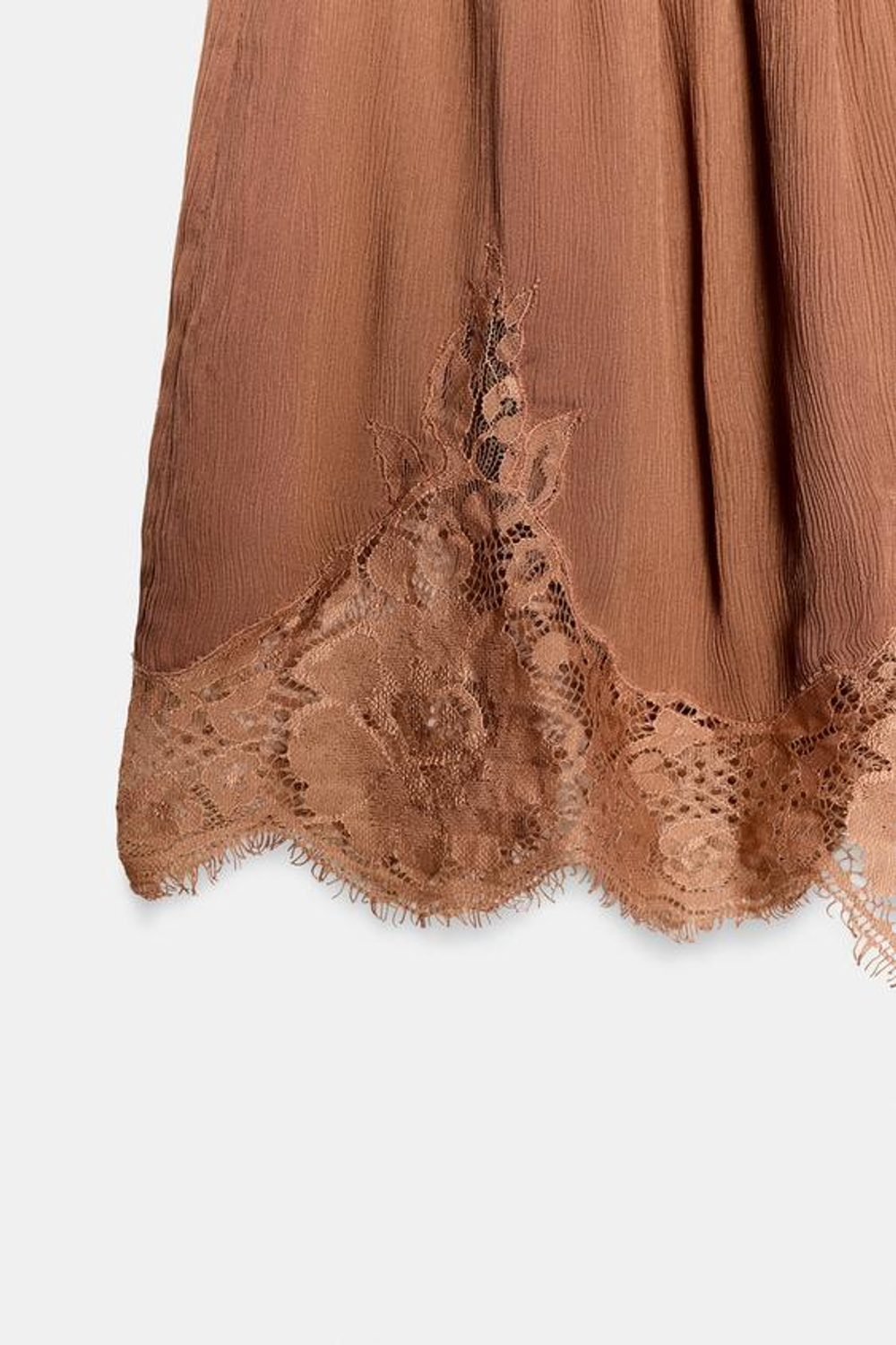 ZARA КРУЖЕВНЫЕ ШОРТЫ — ZW COLLECTION, ЧЕРЕПИЧНЫЙ