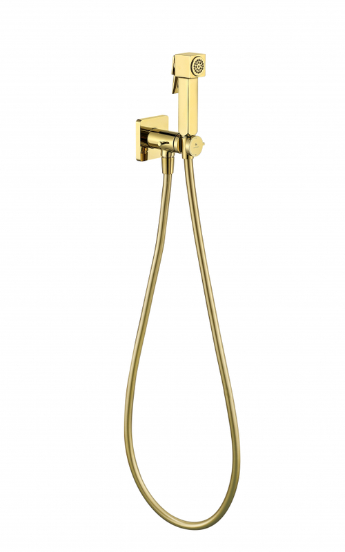 Смеситель Прогрессивный встраиваемый с гигиеническим душем Grocenberg GB005GO Золото