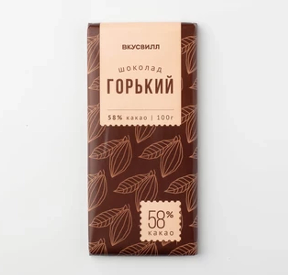 Шоколад горький 58%, 100 гр