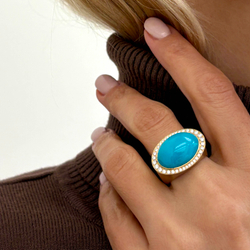 Кольцо с Бирюзой и Бриллиантами, R0077-4/1