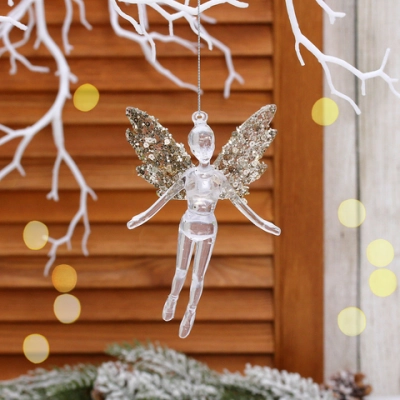 Подвеска «Волшебная фея» 13*8 см, Белый/Золотой блеск