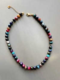 Ожерелье Агнес из черного жемчуга и тигрового глаза