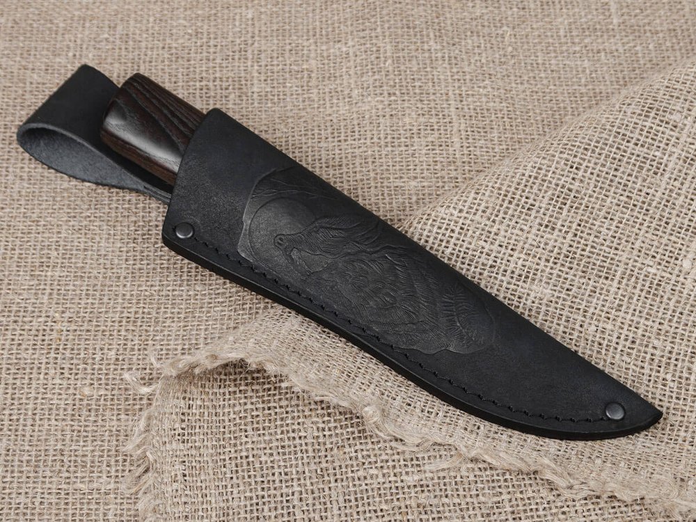 Нож Ханты-Манси, сталь Х12МФ, рукоять черный мореный ясень