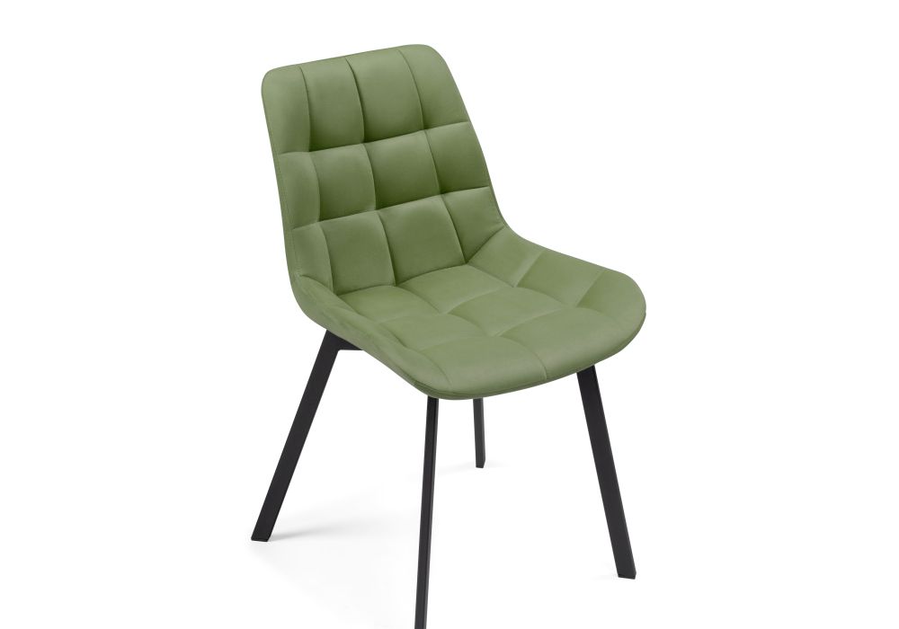 Стул на металлокаркасе Челси черный / зеленый велюр