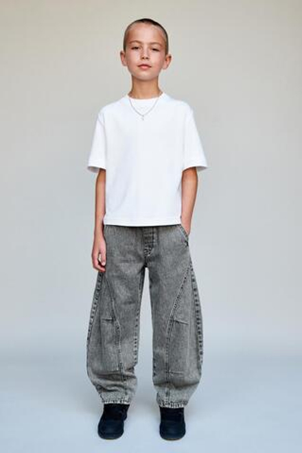 ZARA ДЖИНСЫ BARREL, СЕРЫЙ