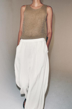 ZARA БРЮКИ BARREL — ZW COLLECTION, ЖЕЛТОВАТО-БЕЛЫЙ