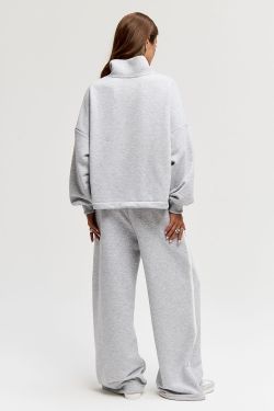 Олимпийка на молнии цвета серый меланж