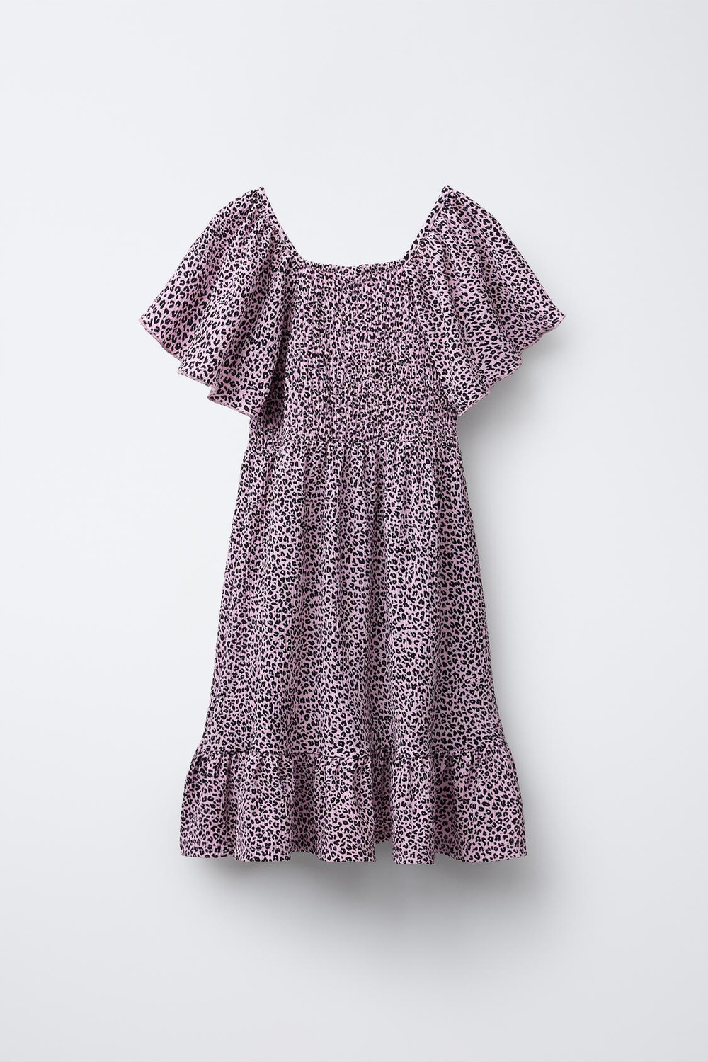 ZARA ПЛАТЬЕ С ТЕКСТУРНЫМ АНИМАЛИСТИЧЕСКИМ ПРИНТОМ, РОЗОВЫЙ