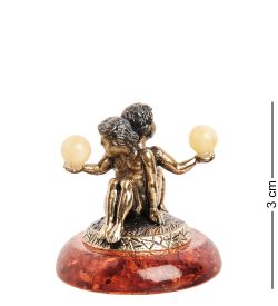 Народные промыслы AM-1548 Фигурка «Знак зодиака-Близнецы» (латунь, янтарь)