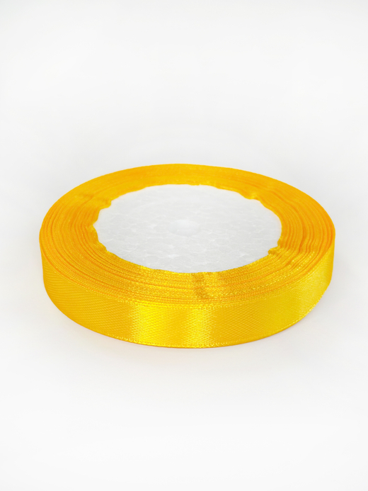 Атласная лента 12 мм (25 ярд)  цвет желтый