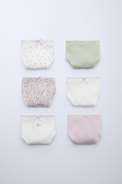 ZARA НАБОР ИЗ ШЕСТИ ТРУСОВ С ПРИНТОМ, РОЗОВЫЙ