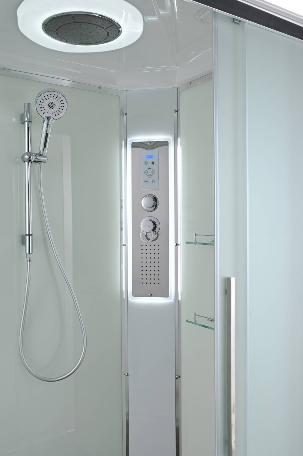 Душевая кабина AvaCan (АваКан) EM5812RLED с высоким поддоном, с ГМ, с электрикой и LED освещением, 120х80х220