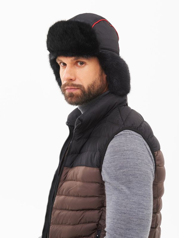 Шапка ушанка зимняя Siberia ткань Breathable цвет Серый/Черный иск. мех Норка