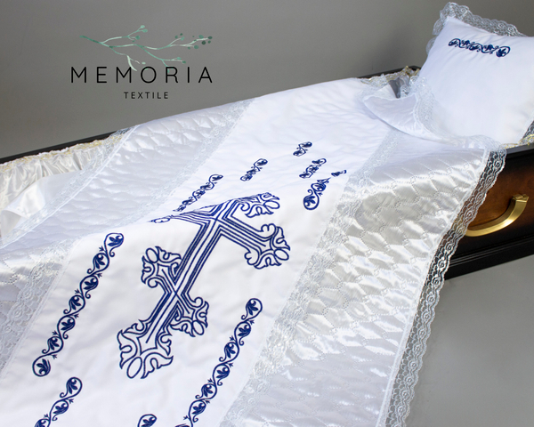 Комплект ритуальный «Крест витой» атлас-стеганка цветной