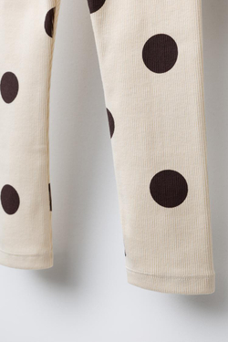 ZARA ЛЕГИНСЫ В РУБЧИК С ПРИНТОМ, ЭКРЮ/КОРИЧНЕВЫЙ