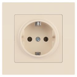Розетка Intro Accent 6-202-02 2P+E Schuko 16А-250В IP20 СУ AL/CU слоновая кость | Intro