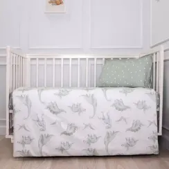 Комплект постельного белья Lollycottons Дино сафари 3 предмета, Зеленый